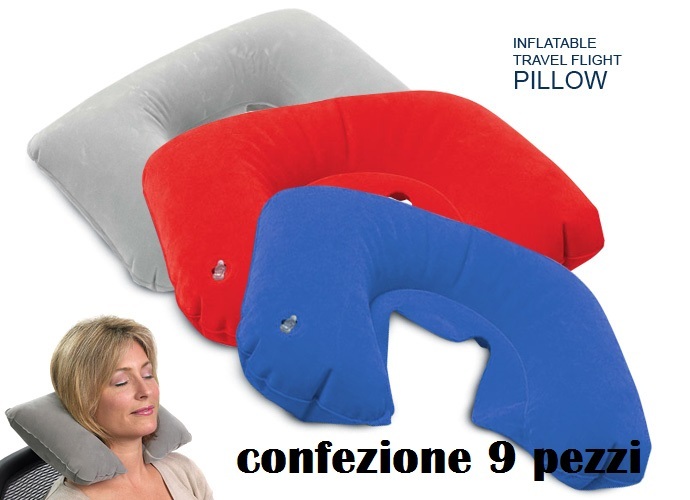 Set 9 Pezzi Cuscino AntiStress Gonfiabile Da Viaggio Aereo Treno Collo moc
