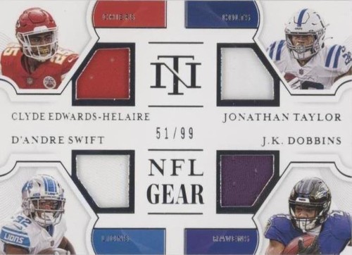 2020 Panini National Treasures Clyde Edwards-Helaire D'Andre Swift J.K. Dobbins #QM-RB