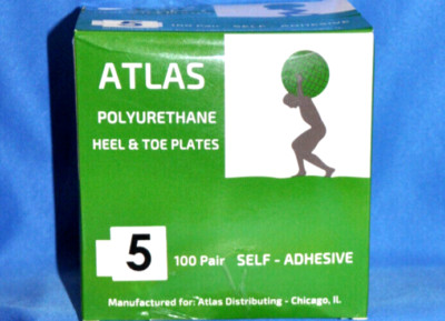10 pair Size  5 ATLAS HEEL PLATES 3M Self Adhesive With Nails,Black MADE IN USA!
