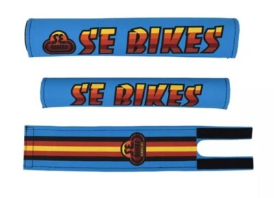 SE Bikes BMX - 3 Pc. Pad Set - Blue/Multi Colored. Handlebar, Top Tube, Stem