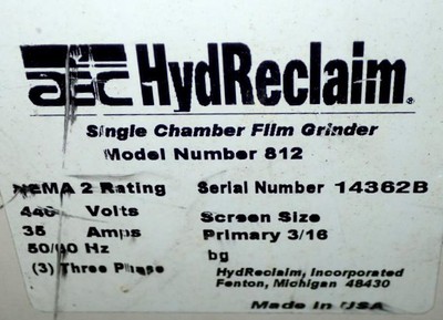 20HP PLASTIC FILM GRANULATOR BY AEC