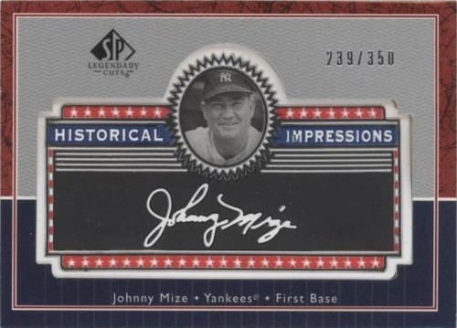 2003 SP Legendary Cuts - Johnny Mize #L-JM