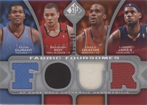 2009-10 SP Game Used - Brandon Roy/LeBron James/Kevin Durant/Emeka Okafor #F4-JORD