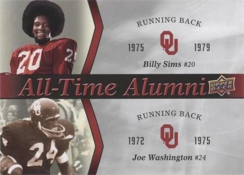 2011 Upper Deck University of Oklahoma Billy Sims Joe Washington #ATAD-SW