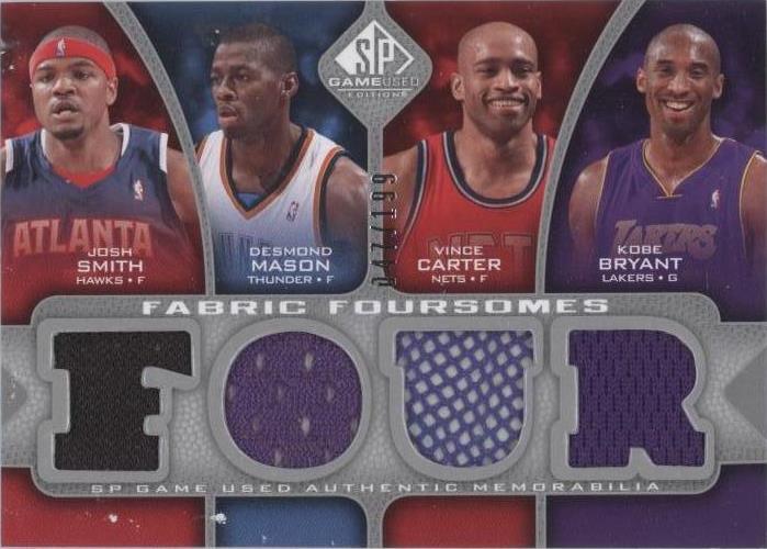 2009-10 SP Game Used - Kobe Bryant/Josh Smith/Desmond Mason/Vince Carter #F4-BMCS