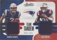 2019 Panini Absolute Damien Harris Sony Michel #TTM-NP1