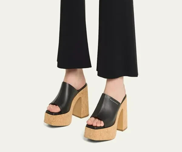 Stella McCartney Skyla Alter Eco Platform Sandals Women's 35/5US Black Slip On - Picture 1 of 19