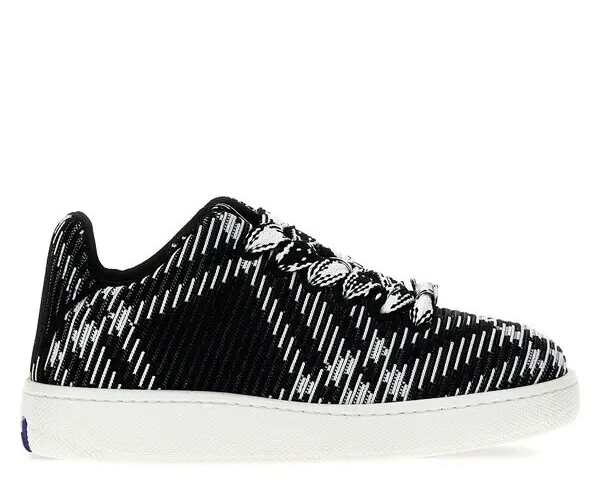 Burberry Box Knit Black Check Low Top Sneakers Men's 42.5 Black Ip Check Lace Up - Picture 1 of 16