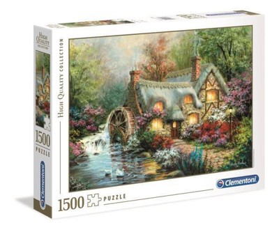 Puzzle 1500 elementów. High Quality. Chata z młynem