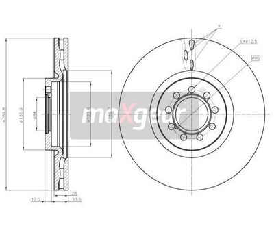 2 St. Bremsscheibe MAXGEAR 19-1336 Vorderachse für Iveco