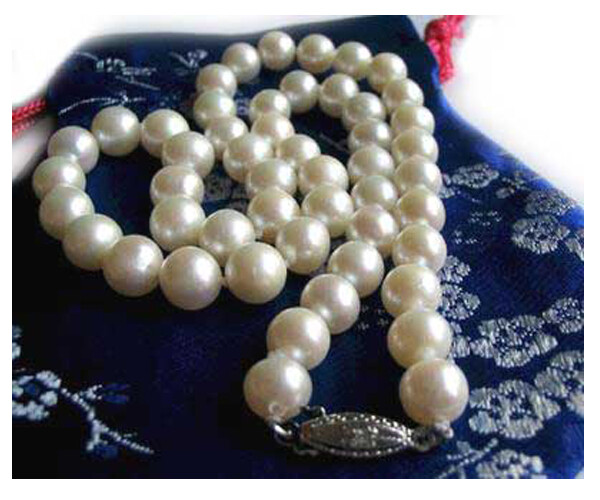 Pre-owned Branded 8-8.5mm Aaa Gem Quality Pearl Necklace 14k Gold 4 Colors Of Pearls In White
