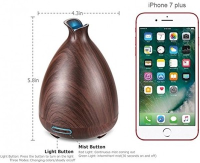 URPOWER Essential Oil Diffuser 130ml Wood Grain Ultrasonic Aromatherapy Oil and