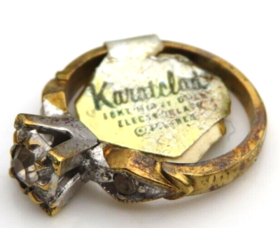 Nos Vintage 18 KT HGE Fake Engagement Ring Art Nouveau Karatclad