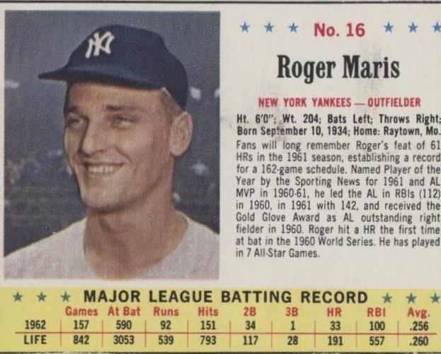 Jell-O 1963 - Roger Maris #16