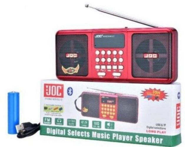 Radio Portatile Am Fm Joc H1844ur Ricaricabile Doppio Altoparlante Usb Jack