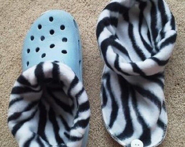 / Liners For Croc,  Crocs Or Clogs Great For Winter ~ Black / White Zebra