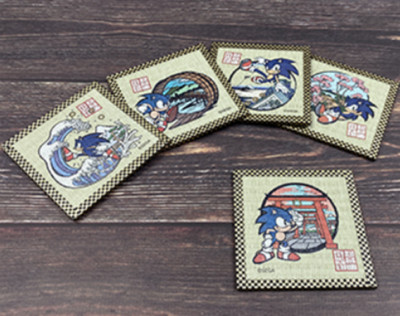 Sonic the Hedgehog Tatami Coaster set WA Sonic Mt.Fuji ukiyo-e Kyoshikei Asakusa