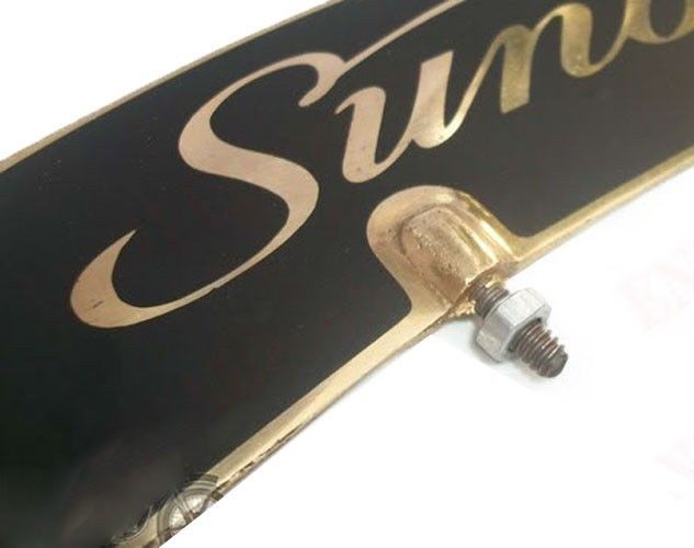 Vintage Front Mudguard Brass Number Plate Sunbeam 