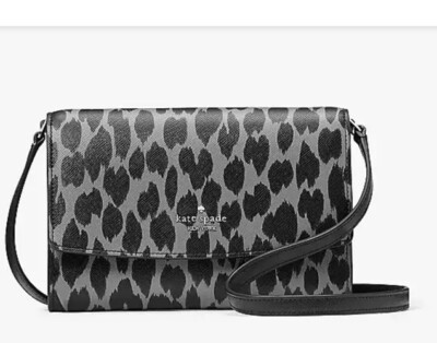 New Kate Spade Perry Gray Leopard Flap Crossbody Bag Leopardo KE746