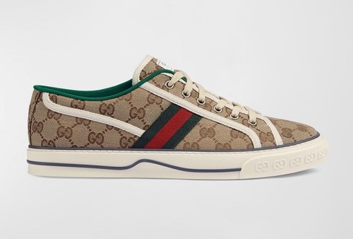 Pre-owned Gucci Men's Beige Ebony Gg Tennis 1977 /  Size 8 Under Retail $790 ? In Brown
