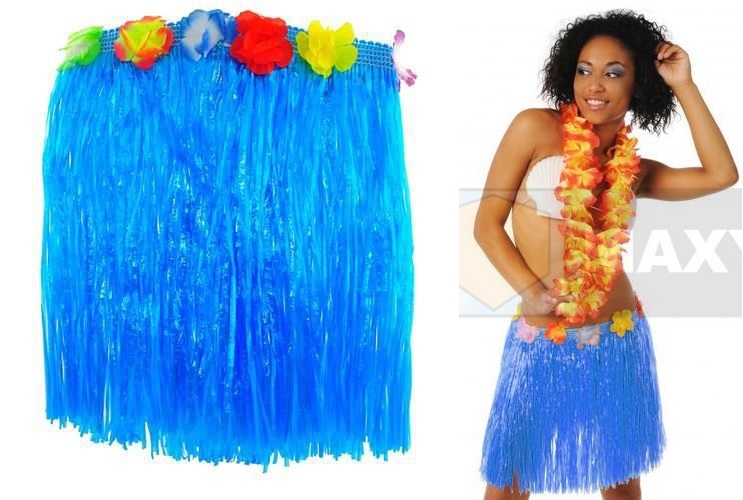 GONNA HAWAIANA PER DANZA SAGGI FESTE PARTY DIVERTIMENTO CARNEVALE FESTONI BLU