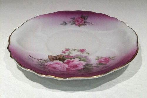 Lefton China Saucer Porcelain Hand Painted # 2758CS Flower Design Collectible