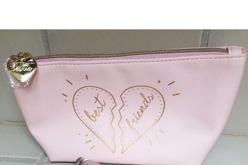 Brand New BAREMINERALS Pink & Gold “Best Friends” Makeup Zip Pouch Bag