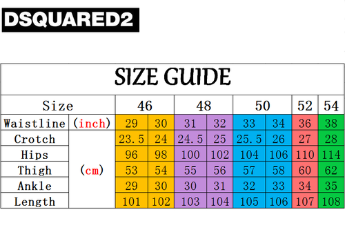 dsquared2 t shirt size guide