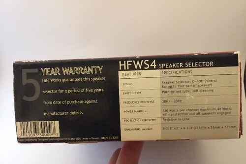 HiFi Works HFWS4 Speaker Selector Hi Fidelity Sound For Home