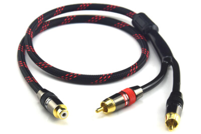 4N OFC Pure Copper Wire HiFi Audio Splitter Cable RCA Female to 2 RCA Male