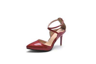 Women's Ankle Strap High Heels Pointed Toe Patent Leather Pumps Sandals Shoes