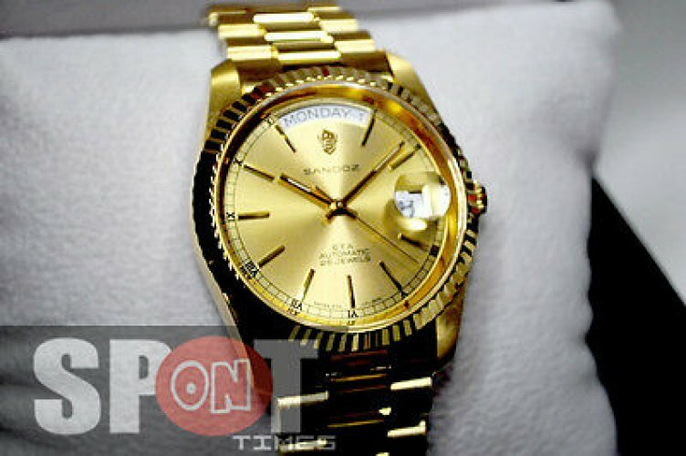 Pre-owned Sandoz Gold Tone Stainless Steel Automatic Men's Watch 8783d-34-8