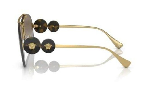 Pre-owned Versace Sunglasses Ve2250 148889 63mm Gold / Grey Gradient Brown Lens