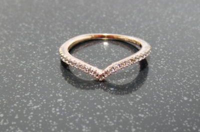 AUTHENTIC PANDORA ALE 56 ROSE GOLD TONE CZ RING SZ 7.75 G126155 1.49 grams