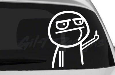 Stick Figure Middle Finger Vinyl Decal Sticker, F U, Flipping Bird, Flick Off