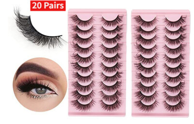 20 Pairs 23mm Lashes False Eyelashes  Cat Eye Faux Mink Lashes Fluffy