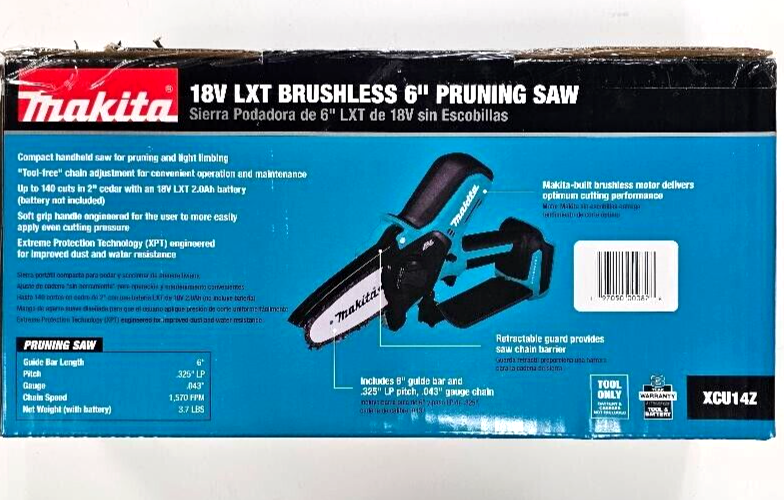 NEW IN BOX Makita Pruning Chain Saw XCU14Z 6" 18V Cordless Brushless 18 Volt