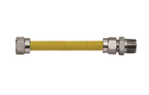Yellow Coated Gas Connector with 5/8'' OD 1/2" ID Nut Fittings