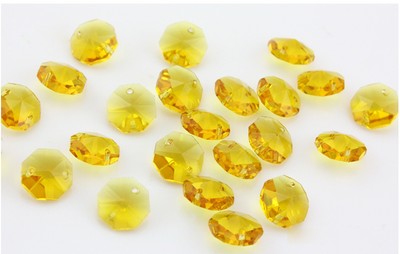 100PCS 14mm golden yellow Crystal Octagonal beads Decoration Crystal parts