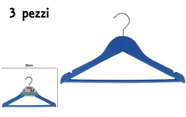Set 3 Grucce Stampelle Appendiabito Legno Blu Vestiti Pantaloni Giacche dfh