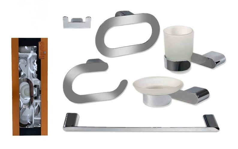Bagno 6 Accessori Cromato Porta Asciugamano Rotolo Bicchiere Spazzolin 52442 dfh