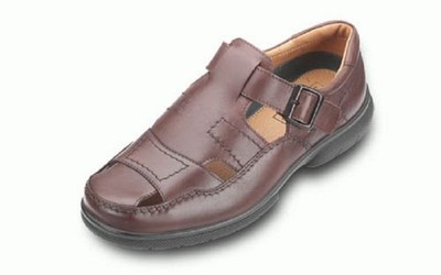 DB Shoes Hommes Sanalised Barre en T Coupe Plus Large (4E) en Marron Taille 7-14