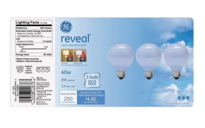 Reveal 40 W G25 Globe Bulb E26 (Medium) Soft White , 4 Pack