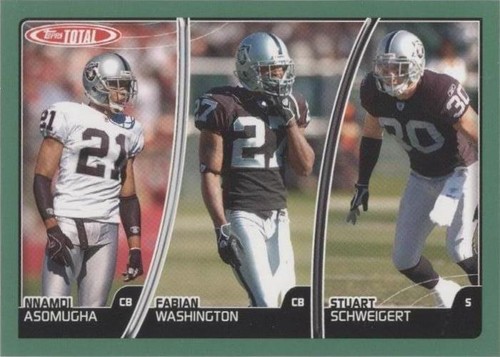2007 Topps Total Fabian Washington Nnamdi Asomugha Stuart Schweigert #154