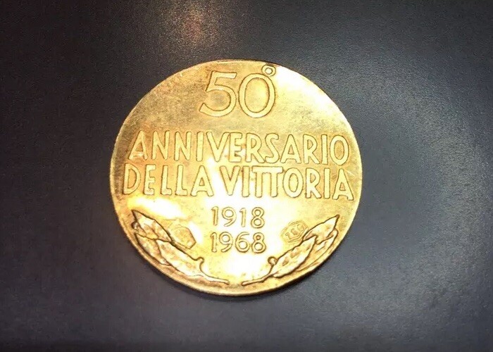 MÃ©Daille Or Medaglia 50 Anniversario Della Vittoria 1918 1968 - Italie