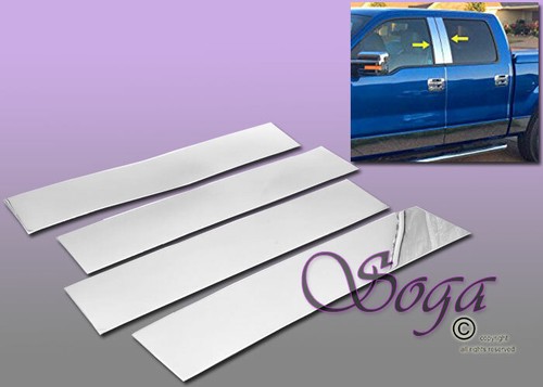 FOR 2004-2014 FORD F150 SUPER CREW CAB CHROME B PILLAR POST STAINLESS STEEL 4PCS