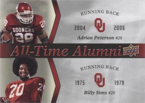 2011 Upper Deck University of Oklahoma Adrian Peterson Billy Sims #ATAD-PS