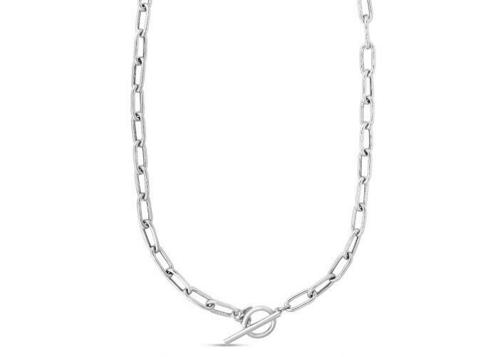 Pre-owned R C I Sterling Silver Italian Paperclip Toggle Link Chain Bracelet 7.5" 7 Grams 5.85mm In No Stone