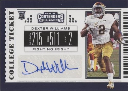 2019 Panini Contenders Draft Picks Dexter Williams #156