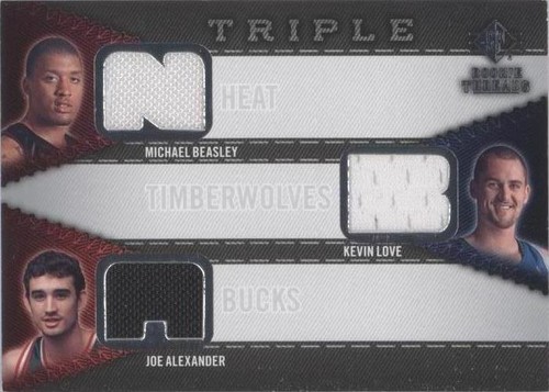 2008-09 SP Rookie Threads - Joe Alexander/Michael Beasley/Kevin Love #RTT-BLA